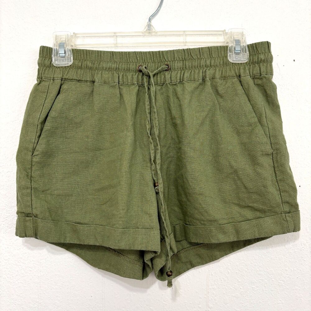 Womens Earthy Granola Linen Blend Shorts Medium Coastal Capsule Minimalist